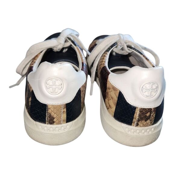 TORY BURCH Howell Court Stripe Embossed Leather Sneakers Size 8 Retails $250 - Picture 3 of 6